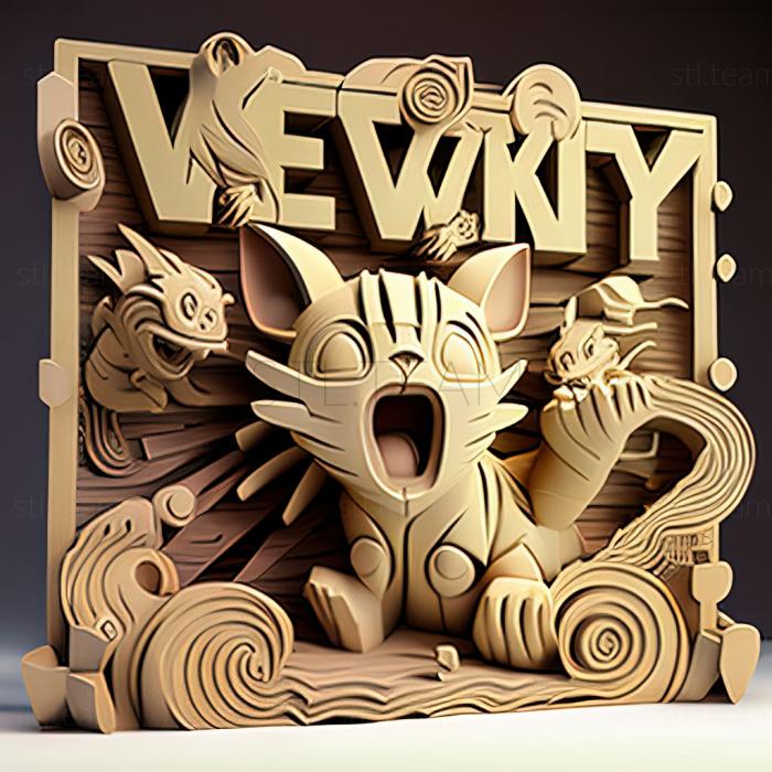 3D model Go West Young Meowth Nyarths A I U E O (STL)